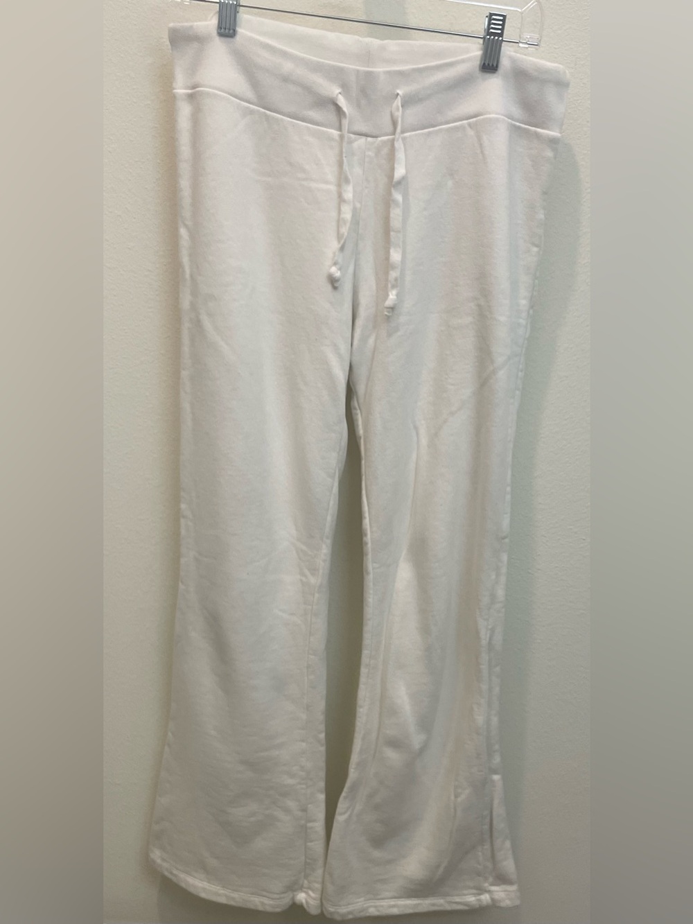 John Galt Brandy Melville Cotton Wide Leg Low Rise White Drawstring Sweatpants